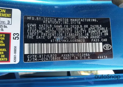 2018 Toyota Camry Xse from USA, damaged, VIN 4T1B61HKXJU069870
